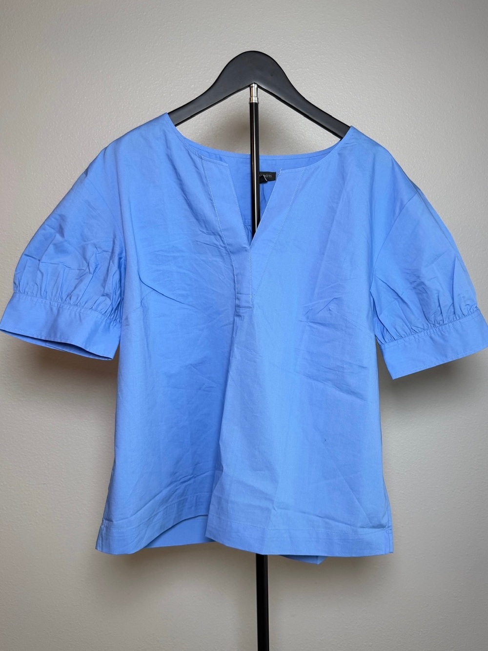 Talbots Coquette Sky Blue Puff-Sleeve Cotton Blouse NWT